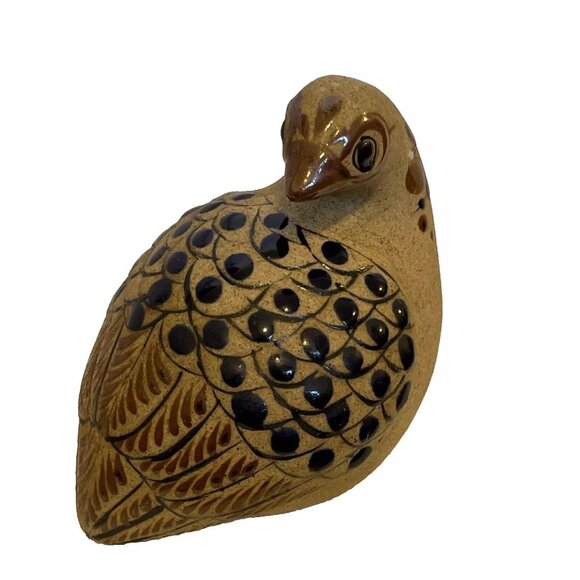 Sandstone Tonala Mexican Folk Art Pottery Quail Bird Netzi 5.5 Netzl Partridge - Picture 1 of 13